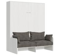 Decor Space Letto Bologna matrimoniale a scomparsa con divano, in legno, con apertura verticale, per camera da letto (A scomparsa, Bianco Frassino)
