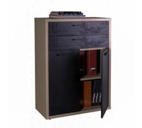 Decor Space Libreria Bassa con 2 ante e 2 cassetti in legno da ufficio e cameretta arredamento "Made in Italy" (Noce)