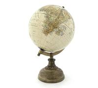 Decor Space Mappamondo con piedistallo in legno girevole sull'asse decorazione per ambienti h 21cm (Giallo)