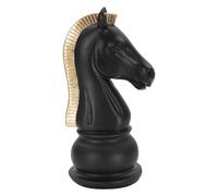 Decor Space Pedina scacchi cavallo decorativo in poliresina per decorazioni ambienti (Nero e oro)