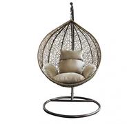 Decor Space Poltrona a dondolo sospesa "Amirantes" per giardino e veranda in rattan con cuscino (Naturale, Big)