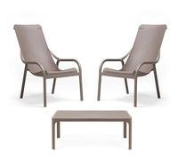 Decor Space Salottino moderno in fiberglass "Lounge" per giardino e veranda "Made in Italy" (Tortora)