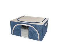Decor Space Scatola cambio stagione rigida box in tessuto e metallo per armadio con doppia cerniera (Blu, 50 x 40 x h 22 cm)