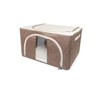 Decor Space Scatola cambio stagione rigida box in tessuto e metallo per armadio con doppia cerniera (Marrone, 50 x 40 x h 28 cm)