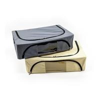 Decor Space Scatola cambio stagione rigida box in tessuto e metallo per armadio con doppia cerniera (Grigio, 60 x 40 x h 16 cm)