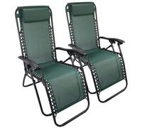Decor Space Sedia a sdraio "Zero Gravity" reclinabile, in acciaio, poltrona ideale per esterno e giardino (2, Verde)