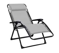 Decor Space Sedia a sdraio "Zero Gravity XXL" poltrona imbottita reclinabile in acciaio da esterno (Grigio Chiaro, 2)