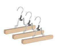 Decor Space Set 3 Gruccia pantaloni "Clack" in legno di loto ed acciaio cromato (Naturale)
