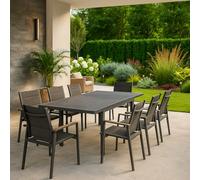 Decor Space Tavolo allungabile Pelagius in alluminio Antracite dogato da esterno per giardino e veranda (Small/Tavolo + 6 Poltrone)
