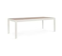 Decor Space Tavolo Belmar allungabile con struttura in alluminio, piano con doghe, per arredo interno ed esterno (220/340 x 100 x h 75 cm)