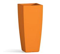 Decor Space Vaso Cromia Square quadrato e alto tinta unita in resina "Made in Italy" (70 cm, Arancio)