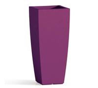 Decor Space Vaso Cromia Square quadrato e alto tinta unita in resina "Made in Italy" (90 cm, Viola)
