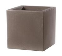 Decor Space Vaso Moderno "Cubo Schio" Essential in plastica da giardino per fiori e piante (30 cm, Cappuccino)