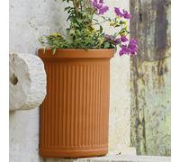 Decor Space Vaso Semicerchio Millerighe rotondo in resina per piante e fiori "Made in Italy" da esterno (Terracotta)
