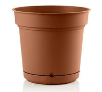 Decor Space Vaso tondo con sottovaso Hydral Element in plastica colorati da esterno e giardino per piante e fiori Made in Italy Terracotta 33 cm