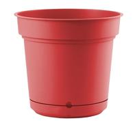 Decor Space Vaso tondo con sottovaso Hydral Element in plastica colorati da esterno e giardino per piante e fiori Made in Italy (23 cm, Scarlett)