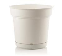 Decor Space Vaso tondo con sottovaso Hydral Element in plastica colorati da esterno e giardino per piante e fiori Made in Italy Bianco 33 cm