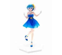 DECOR SPIRIT Re:Zero Rem - Figura anime da 25 cm, vestito di cristallo blu con fiocco bianco e posa dinamica in piedi con una gamba sollevata, figura Rem di alta qualità per scrivania e decorazione