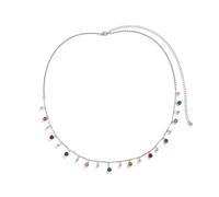 Decor Waist Chain, Metal Waist Chain Belt Flower Cubic Zirconia Belly Chain for Women Sexy Belts(Silver)