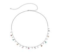 Decor Waist Chain, Waist Belt Chains for Women Cherry Cubic Zirconia Belly Chain for Women Waist Belts(Waist Chainsilver)