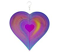 Decor Windchimes Campanelli eolici da giardino Campanelli eolici rotanti in metallo 3D a forma di cuore regalo d'amore in acciaio inossidabile 25 * 36 cm(Red)