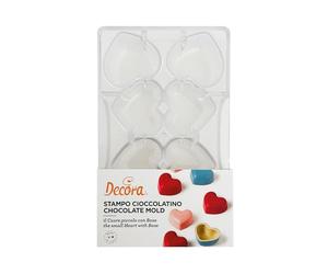 Decora 0050073 Stampo Professionale Cioccolatino a Forma di Cuore con Base Piccola, Policarbonato, 8 Cavità, 50 x 20 mm, Ideale per Realizzare Cioccolatini Lucidi, Design Professionale, Made in Italy