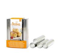 DECORA, 0060210 Stampo per Cannoli Standard Ø 2 x 12 cm, In Acciaio Resistente e Anti -Usura, Design Professionale, 8 Pezzi