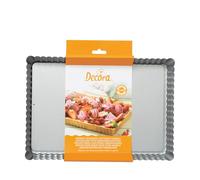 Decora, 0070027 Stampo per Crostata di Dimensioni 32 x 22 x 3,5 h cm, con Fondo Mobile in Acciaio Antiaderente, Rettangolare, Rende Facile Sformare i Dolci, Design Professionale