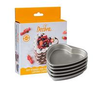 Decora 0070034 Set 5 Stampi Antiaderenti Cuore per Torte a Strati Multicolor, 15 X 15 X 2 h Cm. Confezione da 5 pezzi.