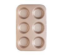 Decora 0070126 Stampo Gold Line Antiaderente Forato Coppette, 6 Cav. da ø 6 - ø 9 x h 3 cm, Ideale per preparazioni dolci e salate, In Robusto Metallo Antiaderente