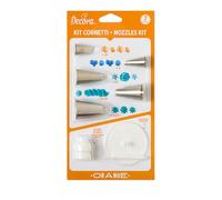 Set 7 pezzi Beccucci cornetti per fiori in acciaio inox con adattatore e supporto