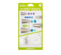 Set 7 pezzi Beccucci cornetti per fiori in acciaio inox con adattatore e supporto