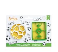 Decora 0255048 Set 2 Tagliapasta Calcio, Pallone e Campo di Calcio, Il Kit Ideale per Creare Decorazioni in Pasta di Zucchero o di Gomma, Made in Italy, Design originale. Confezione da 2 pezzi.