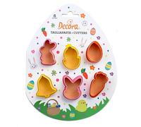 Decora 0255059 Set 6 Tagliapasta Mini Pasqua In Plastica, Il Kit Ideale per Creare Decorazioni in Pasta di Zucchero o di Gomma, Made in Italy, Design originale. Confezione da 6 pezzi.