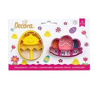 Decora 0255062 Set 2 Tagliapasta Pulcino E Uova Con Festone In Plastica, Il Kit Ideale per Creare Decorazioni in Pasta di Zucchero o di Gomma, Made in Italy, Design originale. Confezione da 2 pezzi.