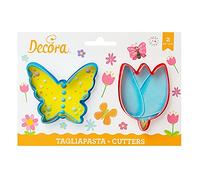 Set 2 Cutters Tagliapasta in plastica farfalla e fiore tulipano