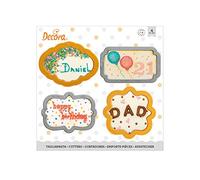 Decora 0255087 Set 4 Tagliapasta Cornici In Plastica, Il Kit Ideale per Creare Decorazioni in Pasta di Zucchero o di Gomma, Made in Italy, Design originale. Confezione da 4 pezzi.
