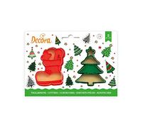 Decora 0255096 Set 2 Tagliapasta Albero Natale E Scarpone In Plastica, Il Kit Ideale per Creare Decorazioni in Pasta di Zucchero o di Gomma, Made in Italy, Design originale. Confezione da 2 pezzi.