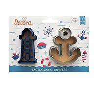 Decora 0255137 Set 2 Tagliapasta Mare In Plastica, Il Kit Ideale per Creare Decorazioni in Pasta di Zucchero o di Gomma, Made in Italy, Design originale. Confezione da 2 pezzi.