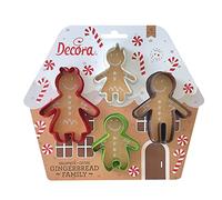 Decora 0255245 Set 4 Tagliapasta Gingerbread Family, In Plastica, Il Kit Ideale per Creare Decorazioni in Pasta di Zucchero o di Gomma, Made in Italy, Design originale. Confezione da 4 pezzi.