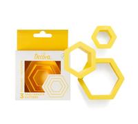 Decora 0255302 Set 3 Tagliapasta Esagono, In Plastica, Il Kit Ideale per Creare Decorazioni in Pasta di Zucchero o di Gomma, Made in Italy, Design originale. Confezione da 3 pezzi.