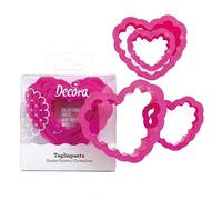 Decora 0255306 Set 4 Tagliapasta Cuore Festonato, In Plastica, Il Kit Ideale per