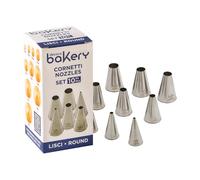Kit 10 Beccucci cornetti tondi grandi lisci in acciaio inox misure assortite