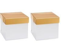 Decora, 0339445 Box per Panettone con Fondo Automatico 20 X 20 X 20 H cm, con coperchio Oro, perfette per confezionare Panettoni alti o bassi fino ad 1 Kg, Imbustati singolarmente (Confezione da 2)