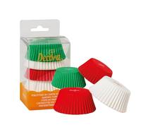 DECORA, 0339747 Pirottini Bianco Rosso Verde, Comodissimi Pirottini per Cuocere, Presentare e Regalare Muffin, Resistono fino a 220°, In comodo Blister