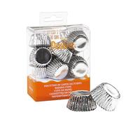 DECORA, 0339794 Confezione da 180 Pirottini Bon Bon Argento Metallic da 27 X 17 mm, in Carta da Forno, per Cuocere, Presentare e Regalare Bon Bon, Resistono fino a 180°, In comodo Blister, Made in Italy
