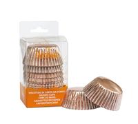 DECORA, 0339795 Pirottini Rose Gold, Comodissimi Pirottini per Cuocere, Presentare e Regalare Muffin, Resistono fino a 180°, In comodo Blister