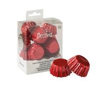 Decora, 0339797 Confezione da 180 Pirottini Bon Bon Rosso Metallic da 27 X 17 mm, per Cuocere, Presentare e Regalare Muffin e Dolcetti, Resistono fino a 180°C, In comodo Blister, Made in Italy