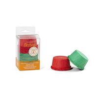 25 Pirottini per muffin rossi e verdi increspati in carta Ø5,5 x h 3,5 cm Decora