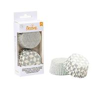 Decora 0339842 CF 36 Pirottini Geometrici Argento, da 50 X 32 mm, per Cuocere, Presentare e Regalare Muffin e Dolcetti, In carta da forno, Resistono fino a 180°C, In comodo Blister, Made in Italy
